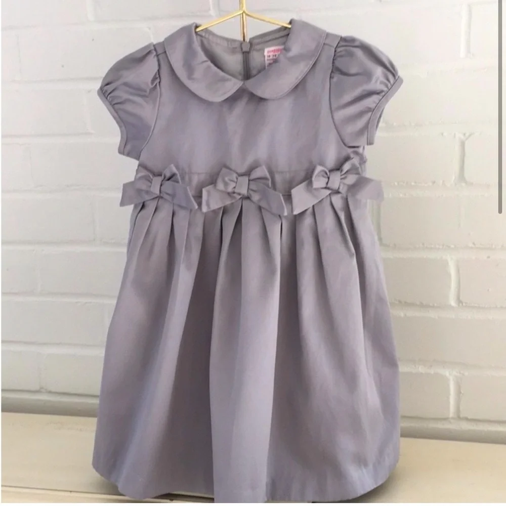 GYMBOREE Silver Gray Christmas Holiday Dress Girls Sz 3T Peter Pan Collar Fancy